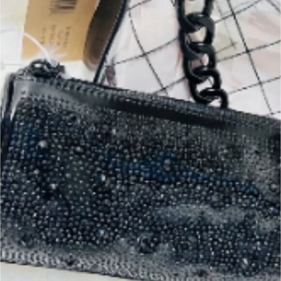 Steve Madden Clear/Black Crossbody Bag w/ Rhinestone Pouch & Round Coin Wallet - Picture 9 of 11